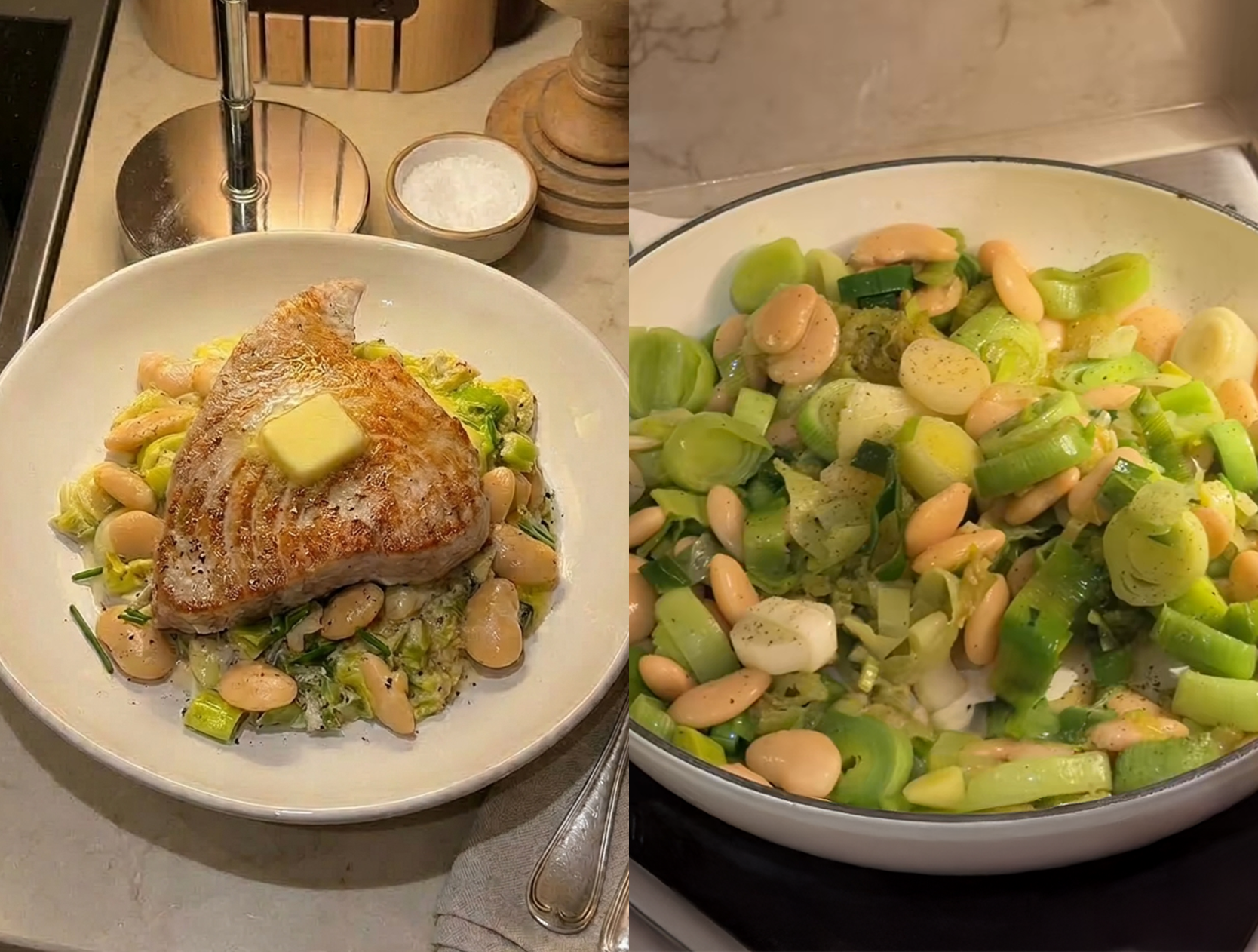 Tuna Steak Recipe With Creamy Leeks, Celery, & Butter Beans
