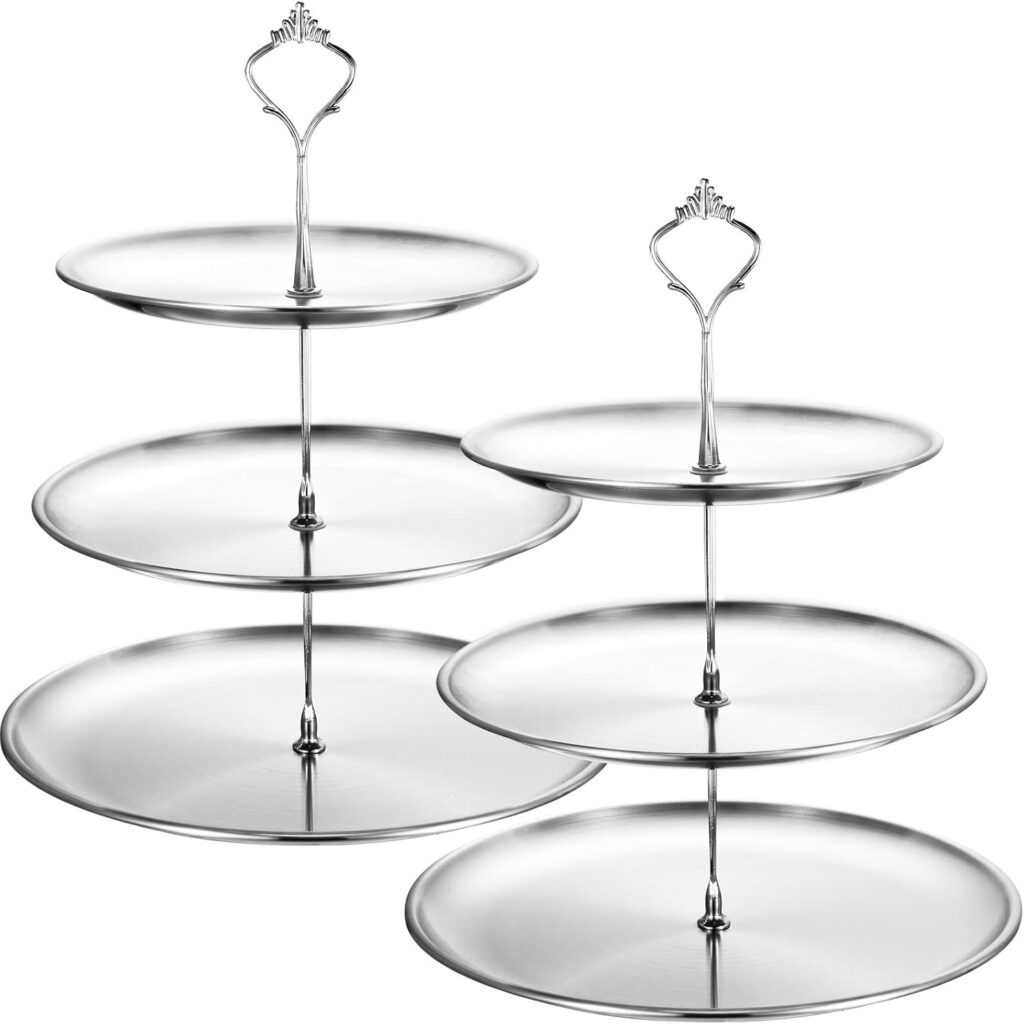 Silver tiered dessert stand, perfect for a Michael Jackson-inspired Michael movie night food presentation.