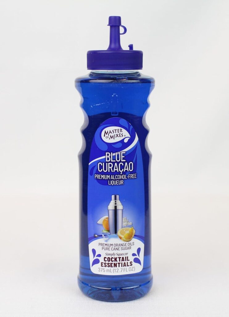 Blue curaçao liqueur used for Knicks watch party layered cocktails and blue and orange game day drinks