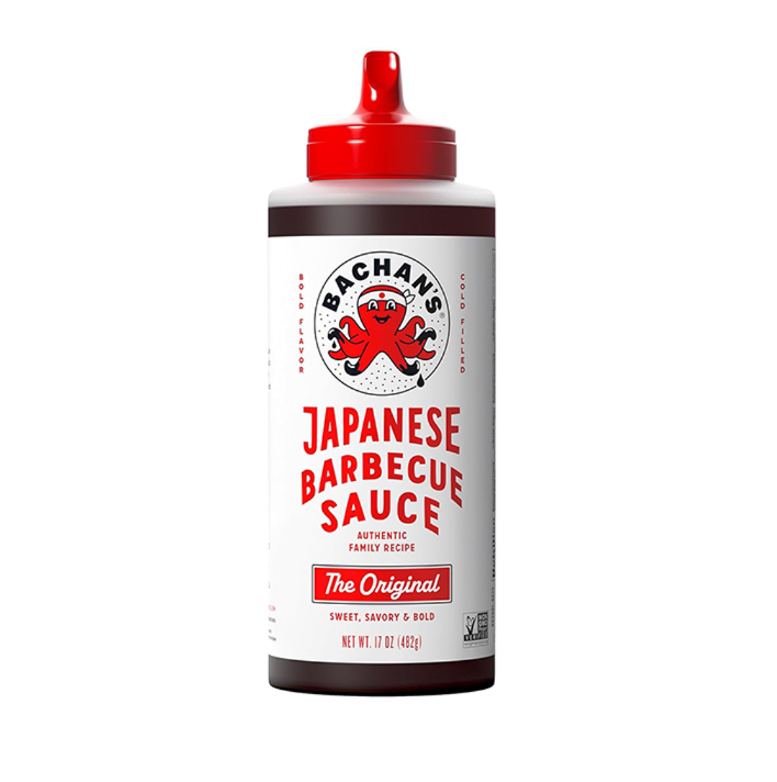Bottle of Bachan's Japanese Barbecue Sauce used in this chicken and rice recipe.
